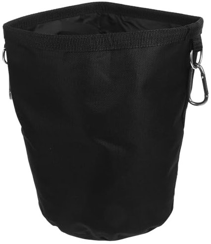 Garneck Clothespin Storage Bag with Drawstring and Double Hook, Oxford Fabric Waterproof Clothes Peg Holder for Laundry and Home Organization, Black Hanging Peg Bag
