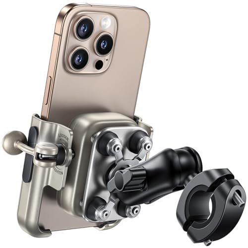 Lamicall telefonhållare för motorcykel [dubbel anti-chock] – [2025 helt metall] telefonhållare för cykel, stöldskydd, motorcykeltelefonfäste med utdragbar arm, kameravänlig för 12,7–18,2 cm telefon –