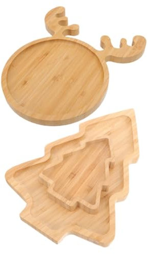 BIUDECO 3piezas Bandeja Forma De Ciervo y Árbol De Navidad para Servir Aperitivos Frutas y Postres Plato De Almacenamiento De Decorativo para Fiestas Navideñas