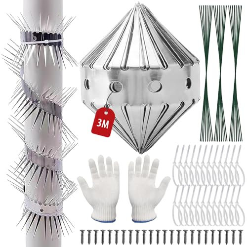 tronisky Protezione per martore in acciaio inox, 300 cm, protezione per martore, protezione per martore, con accessori, per la casa, grondaia, alberi, può essere tagliato