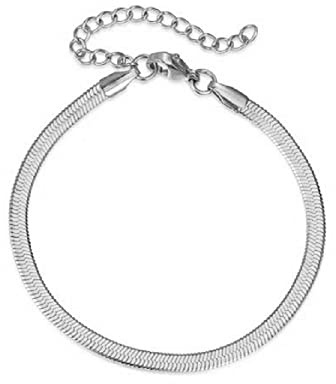 Dreamtimes Herringbone Flat Snake Magic Chain Armband Vintage Shiny Chain für Männer und Frauen Herringbone Armbänder Zierliches einfaches stapelbares Armband