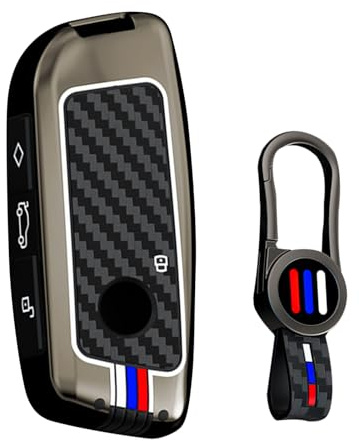 ontto Passt für BMW Autoschlüssel Hülle für BMW 2er U06 3er G81 M3 5er G60 7er G07 X1 U11 X5 F95 IX1 i4 2023-2025 Schlüsselhülle Metall Schlüsselcover Schlüsselgehäuse Schutzhülle 4 Tasten-A Schwarz