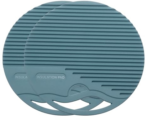 sourcing map Lot de 2 dessous de plat ronds en silicone de 17 cm pour casseroles et poêles chaudes, multi-usages, résistants à la chaleur, pour casseroles et plats chauds, comptoirs, sous-verres, bleu