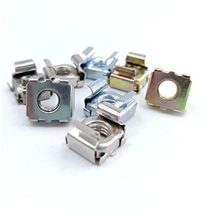 Muttern, Käfigmutter, Käfigmuttern, Kleinteile, 10 Stück Stahl-Quartett-Schwimmmutter, Kassette, elastisches Gehäuse, Kartenkäfigmuttern, Schrank-Rack-Montagemutter(White zinc,M8)