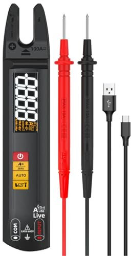 Stromzange AC/DC – Digitales Multimeter 6000 Counts – Stromprüfer mit automatischer Messung – Tragbarer Spannungsprüfer für Widerstand, Kontinuität, Strom und Spannung
