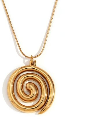 IMINI Minimalist Spiral Pendant Necklace for Women | Adjustable Snake Chain 40+5 cm | 18k Gold Plated Stainless Steel Charm Choker | Dainty Fashion Y2K Personalized Jewellery Gift for Her Birthday