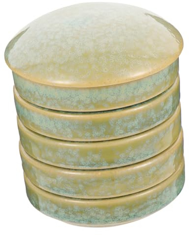 PartyKindom Ceramic Watercolor Pigment Mixing Palette Tray with Lid, Five-layer Stackable Porcelain Ink Plate for Traditional Painting Artists and Watercolor Art Supplies