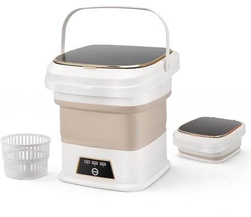 Lavatrice portatile da 16 litri, mini lavatrice pieghevole con cestello centrifuga, due modalità di lavaggio a tempo per piccoli carichi, dimensioni compatte ideale per appartamenti, dormitori, camper