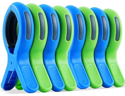 KEYBOO 8 Stück Handtuchklammern für Strandliegen groß, Winddicht Wäscheklammern, Handtuch klammern strandliege,Badetuch Klammern für Tägliche Wäsche, Sonnenliegen, Bettwäsche, Kleidung