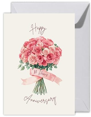 WBdesignz XXL Hochzeit Karte zur Hochzeit happy 10 years anniversary Gratulation zur Rosenhochzeit Glückwunschkarte Ehepaar (DIN A4, Rosen)