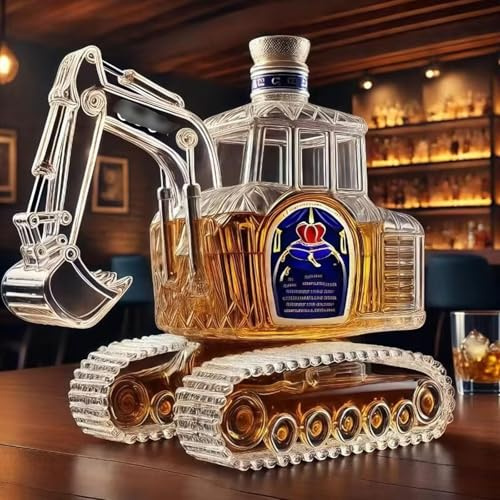 EDXTNKQC Decantador Whisky, Arte Escultura, Escultura De Decantador De Whisky De Excavadora De 300 Ml, Adornos De Botellas De Vidrio para Maquinaria Industrial