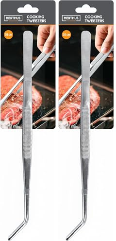 Nerthus FIH 1474 pinza curva acciaio inox cucina precisione impiattare e servire
