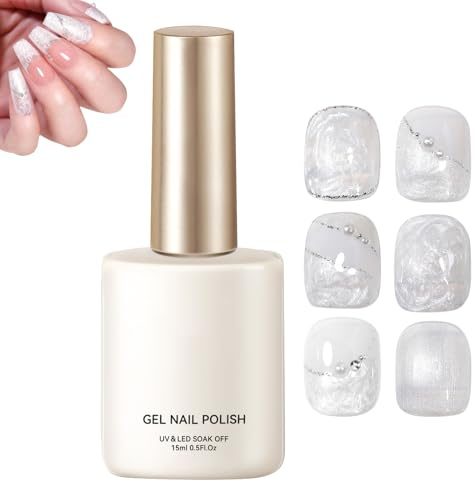 Gel-Lack für Nägel, glänzender Kleber mit langer Haltbarkeit – 15 ml Gel mit Perlen-Effekt für die Nägel | für Frauen, Mädchen, DIY-Liebhaber, Salon, Maniküre, Pediküre und Zuhause