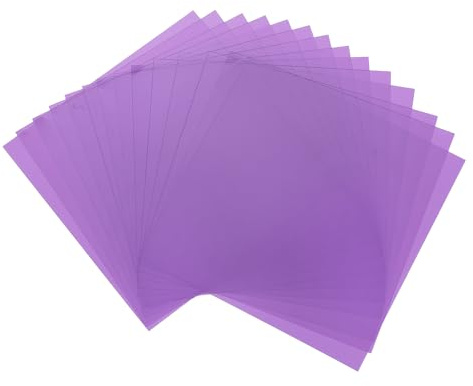 QUARKZMAN 14 stycken färgglada plastfolie, transparent film bärnsten gel färgkorrigering vattentätt ljusfilter 3,9 x 3,9 tum ark för gör-det-själv hantverk, LED-belysning, foto (lila)