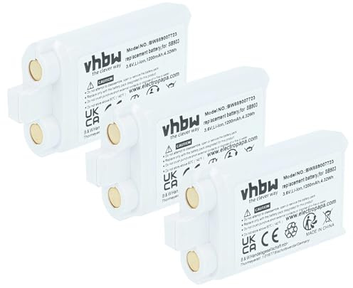 vhbw 3x batteria compatibile con Shure SLXD1, SLXD3, SLXD2, SLXD5 sistema radiomicrofonico, trasmettitore (1200mAh, 3,7V, Li-Ion)