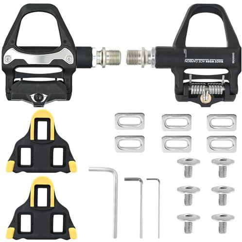 Fahrradpedale rutschfest, SPD-SL Klickpedale & 2 Cleats Kompatible für Shimano SDP Pedale 9/16“ mit Kugellagern, Klickpedale für MTB, Rennrad & Gravel