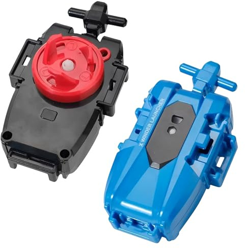 GWEOR 2 kreisel X String Launchers, Kampfkreisel Starter Set, Gegen den Uhrzeigersinn Battling Tops Schnur Launcher, Battle Spinner Starters, Schwarz + Blau