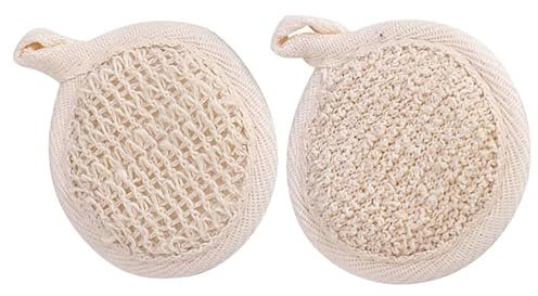PartyKindom 2pcs Serviettes Exfoliantes Naturelles Corps en Tissu Pitting Beige, Éponge de Exfoliante pour Éliminer Poussière et Peaux Mortes
