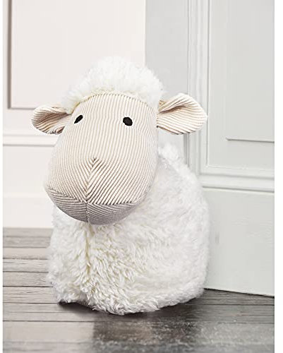 Soft Fluffy Fabric Sheep Door Stop Animal Cuddly Doorstop Home Office