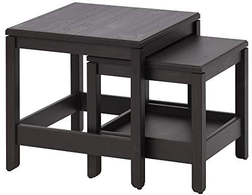 Beistelltische 2er Set dunkelbraun Kiefer massiv strapazierfähig pflegeleicht Größen 50x50 cm Höhe 48 cm und 42x42 Höhe 41 cm