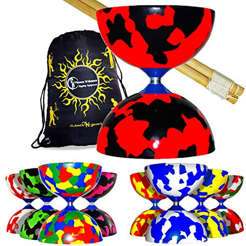 Juggle Dream JESTER Diabolos + Wooden Diabolo Sticks, Diablo String & Travel Bag! Beginner Diabolo Set For Kids & Adults! (Red/Green/White)