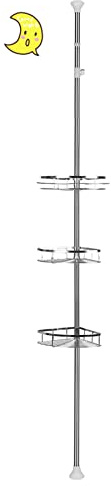 Angoliera Telescopica per la Doccia, Inox Mensola Telescopica Senza Foratura, Organizer Doccia ad Angolo senza Fori, Accessori da Bagno, Acciaio Inossidabile (110-280CM, 3 Ripiani)