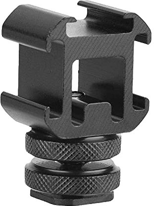 Triple Cold Shoe Mount, Double Hot Shoe, Soporte Flash, Triple Hot Shoe Gimbal Mount Portable Triple Hot Shoe Base Bracket, Metal Triple Mount Camera Shoe Bracket, Adapter Extension Holder for Microp