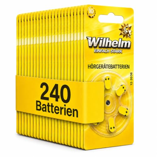 Wilhelm Hörgerätebatterien Typ 10 gelb 1,45 V 100 mAh – 240 Batterien