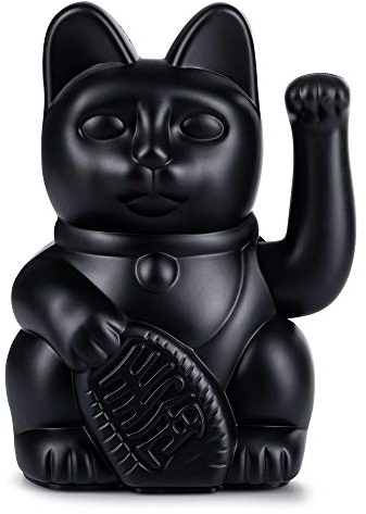 Donkey Products Lucky Cat Winkekatze in der Farbe Schwarz aus Kunststoff, 15cm, 330466