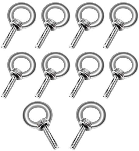 JatilEr Lot de 10 Boulons à œil M4*10 en acier inoxydable 304 - Anneau de Levage - forme de bague Filetage mâle de de Poids Marin Boulons et divers équipements de levage d'ingénierie