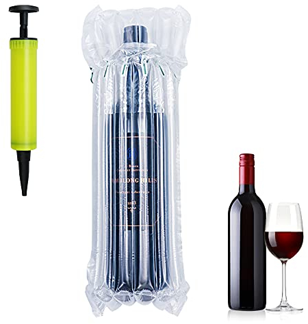 GIRAFEDA Lot de 20 Bubble Wrap Bottle Sac Bouteille de Vin+Pompe à Air Emballage Bouteille de Vin Antichoc Sac Bouteille Champagne Pochette Cadeau Vin Sac Transport Vin pour Protection Vin Champagne