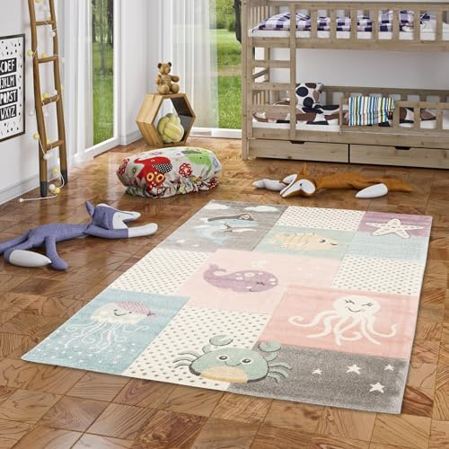 Pergamon Kinderzimmer Teppich Maui Kids in Pastell Farben Unterwasserwelt in 5 Größen