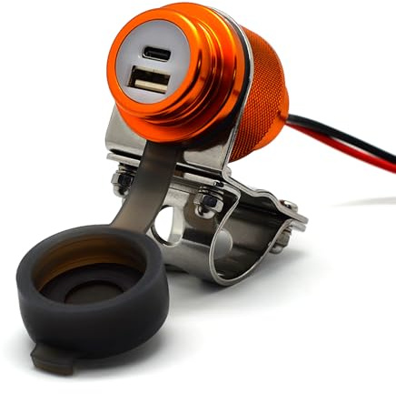 Cliff Top 36 W PD USB-C und QC 3.0 Aluminium Motorrad Lenker USB Ladegerät für 7/8 Zoll und 1 Zoll Lenker – verhindert Batterieentleerung (Golden)
