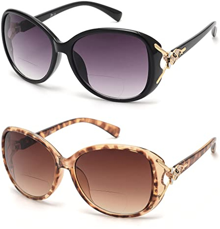 JM Klassisch Bifokale Lese Sonnenbrille für Damen Jahrgang Lesebrille Draussen