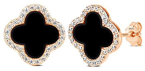 Love & Forever Ohrringe für Frauen, Vierblättriges Kleeblatt Ohrringe Damen Dupes Ohrringe, Antiallergie Ohrstecker Kleeblatt CC Ohrringe, 18K Gold Dupes Schmuck Geschenk für Frauen Valentinstag