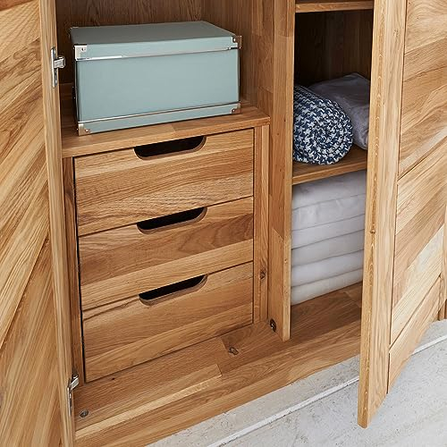 Lomadox Schlafzimmer Massivholz Schubkästen Schubkasteneinsatz für Kleiderschrank in Wildeiche massiv, B/H/T: ca. 45/50/48 cm