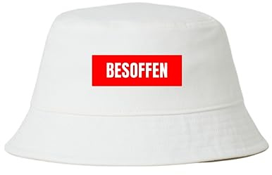 dalerno BESOFFEN Hut Saufen Mallorca Fischerhut Lustiger Bumsbar Hut Bucket Hat Alkohol Feiern Party Goldstrand Junggesellen-Abschied Anglerhut Sommerhut Bier (Rot)