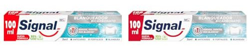 Signal Pasta de Dientes que ayuda a remineralizar el esmalte Bicarbonato Blanqueador con flúor y bicarbonato sódico 100 ml (Paquete de 2)