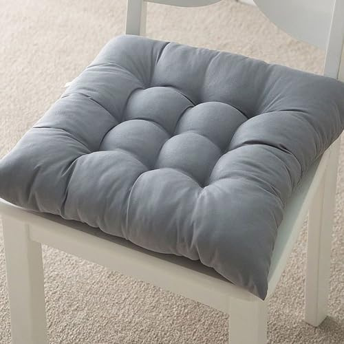 Hixingo Set of 2 Chair Cushions, Seat Cushions with Ties for Dining Kitchen, Polyester Garden Chair Cushions Washable Modern Seat Pads (45x45cm(Pack of 2),Grey)