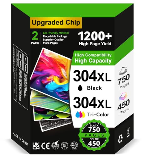 304 XL Ink Cartridges BK/CMY- 750/450+ Pages, Replacement for HP 304 Ink Cartridges Black and Colour Original, Printer Ink 304 High Yield for Envy 5010 5020 5030 5032 5000 DeskJet 3760 2630 2620 2600