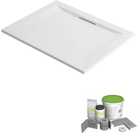 Pack receveur de douche 120 x 90 JACOB DELAFON Flight Pure rectangle blanc + Kit d'étanchéité WEDI + Pieds