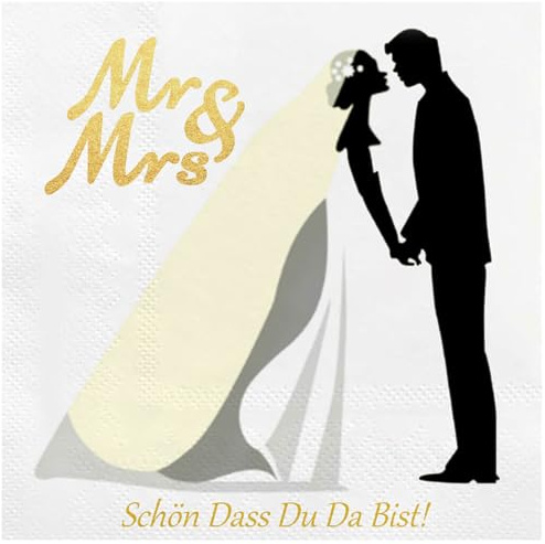 36 Stück Servietten Hochzeit Servietten Weiß - Schön Dass Du Da Bist Servietten,3-Lagig Papierservietten Mr & Mrs Deko Hochzeit 33 x 33cm Napkins Brautpaar Tischdeko Hochzeit