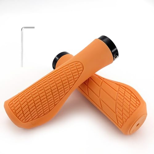 Poignée Velo,Poignées pour Vélo Ergonomique,Poignée Guidon Velo 22mm pour VTT BMX Vélo Électrique etc (Orange)