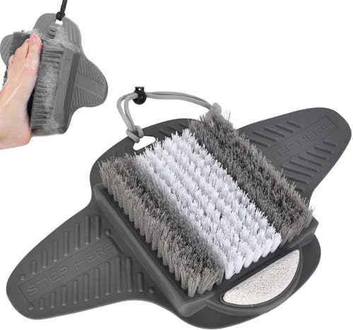 Brosse Pieds Douche - Tapis de Douche et Nettoyeur de Pieds avec Pierre Ponce, Masseur de Pieds avec Ventouses Antidérapantes,Laveur de Pieds de Douche Idéal pour le Gommage et Massage des Pieds