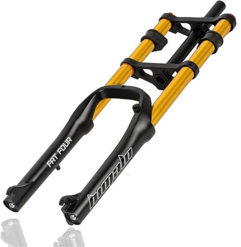 KLYso 20 * 4.0 Fat Tire Gabel Luftfedergabel Doppelschulter 1-1/8 Scheibenbremse Federweg 110 Mm Einstellbarer Rückprall for XC Bike Fat Fork Snow Beach Bike Fat Fork(Black)