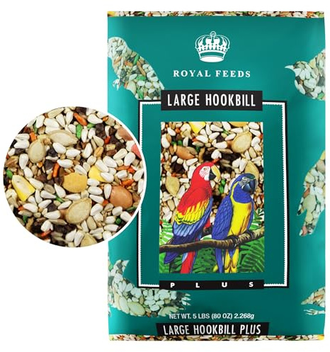 Large Hookbill Plus 5 Lbs, Bird Food for Large Hookbill, Premium Bird Seeds, Supports Growth Energy and Digestive Health, Nutrient-Rich Parrot Birdseeds for Complete & Healthy Balanced Diet