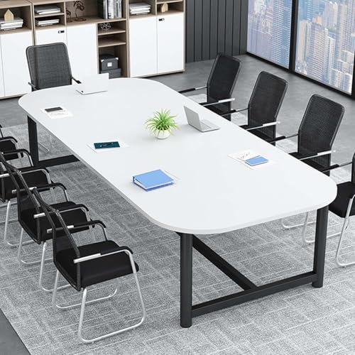 Konferenztisch, groß, oval, modern, industriell, für Business-Trainingszimmer, 80 cm, Weiß