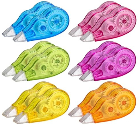 Funngy Bianchetto a Nastro,12 PCS Mini Correttore a Nastro Scolorina Nastro con Cappuccio Protettivo Cancellina Nastro Correction Tape per Insegnanti Studenti Ufficio Scolastico Nastro Correttiv