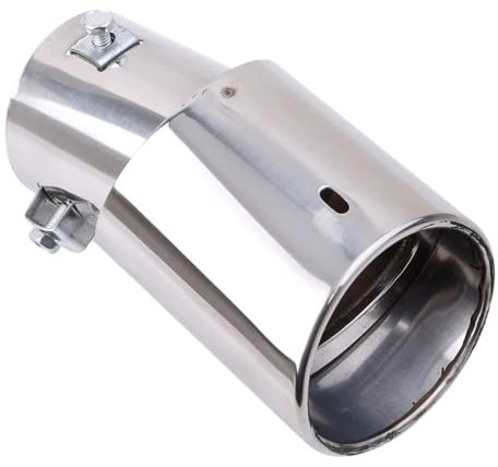 WHARGTSL Universal Edelstahl Auto Fahrzeug Hinten Rund Auspuffrohr Endschalldämpfer Spitze Chrom Hals Auspuffanlage Autozubehör (gebogen)