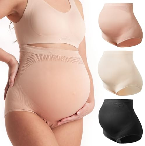 Momcozy Biancheria intima premaman a vita alta da donna per gravidanza morbida senza cuciture biancheria intima premaman sopra il pancione, M